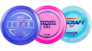 A photo of three of the best Discraft drivers on a white background