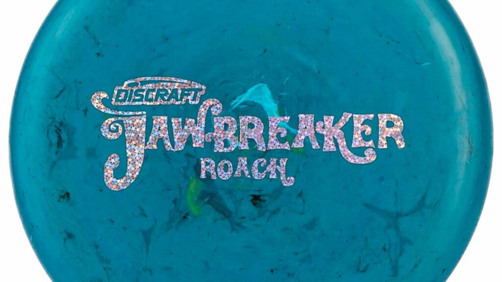 A teal colored Discraft Roach in Jawbreaker plastic