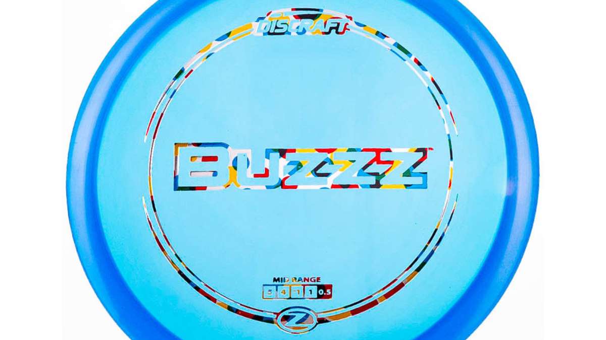 A blue discraft buzzz with blue plastic
