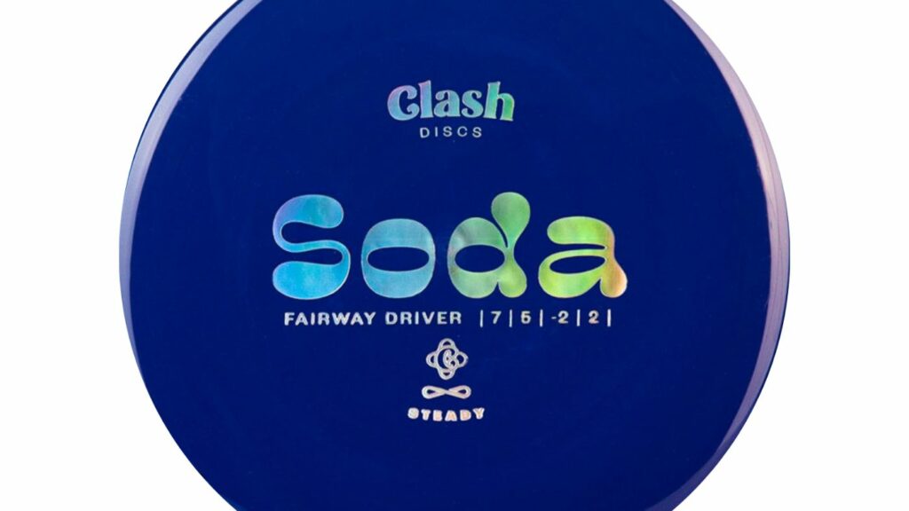 A Clash Discs Soda Disc with Blurple Color and Holographic Stamp

Text from top to bottom
Clash Discs
Soda
Fairway Driver 
Flight number 7, 5, -2, 2
Steady