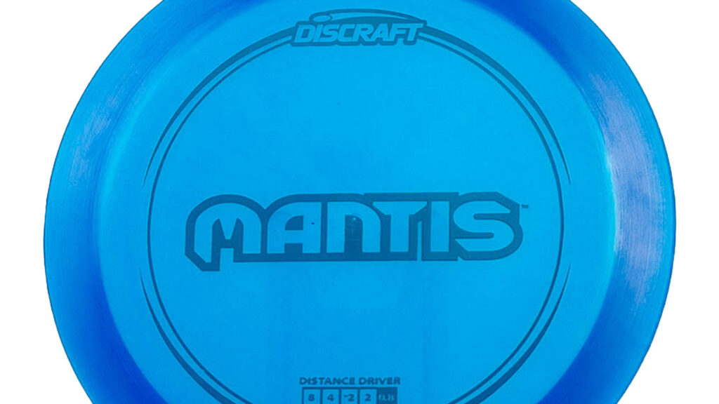 A blue Discraft Z Mantis disc with circular border 